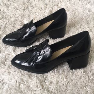 Marc Fisher Patent Chunky Heeled Loafers, 9